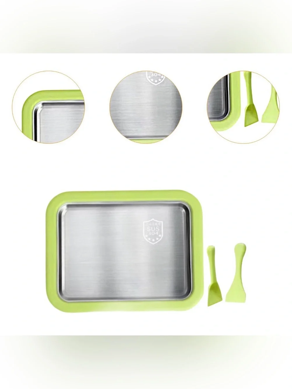 DIY Rolled Ice Cream Maker Pan Fast Freezing Plate Yogurt Sorbet Kit Green 8.6